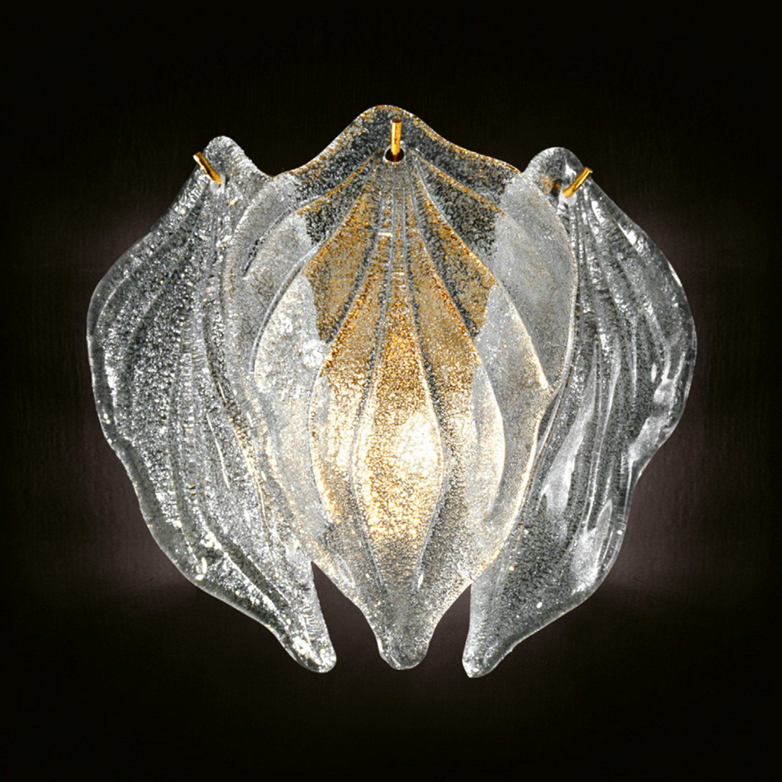 Glas-wandlamp Foglie van Muranoglas
